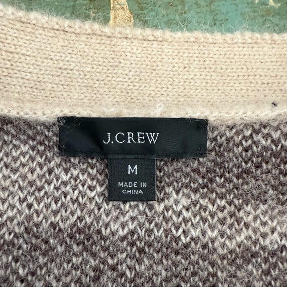 J. Crew Ribbed V-neck Wool Blend Zebra Stripe Knit Cardigan Size M Button Front - Picture 14 of 16